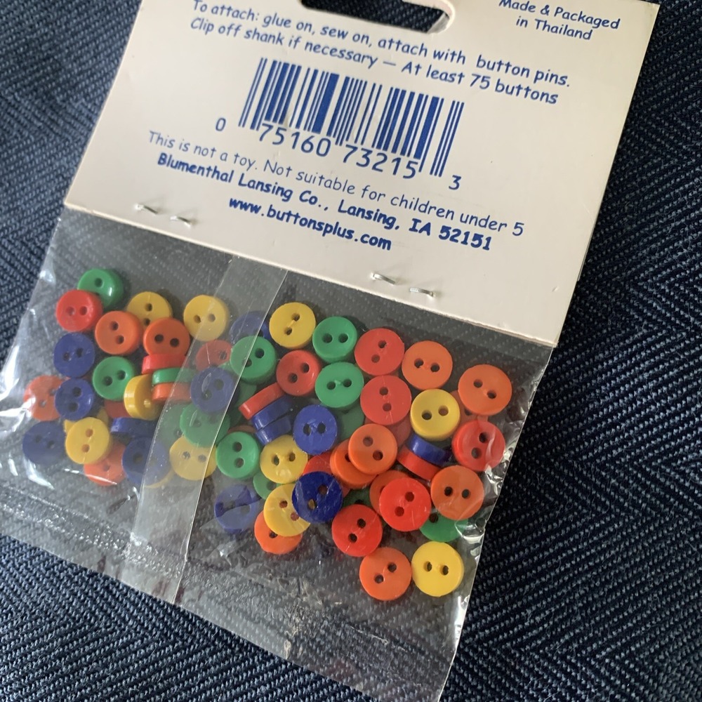 Favorite Findings Multi-Color Primary Colors Miniature Round Flat‎ Buttons 75ct - Picture 6 of 6